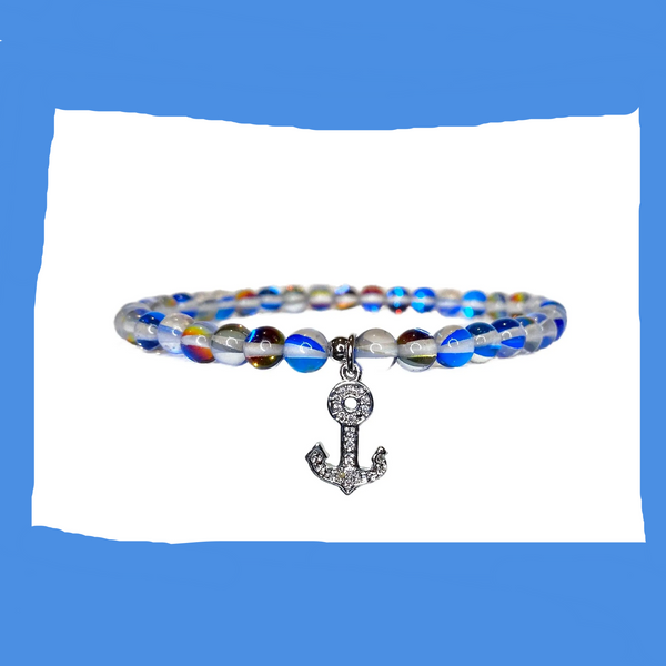 Marsha Glowing Blue Anchor Ankle Bracelet