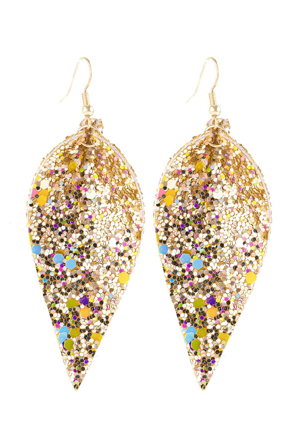 Hde3060 - Pinched Sequin Leather Drop Earrings