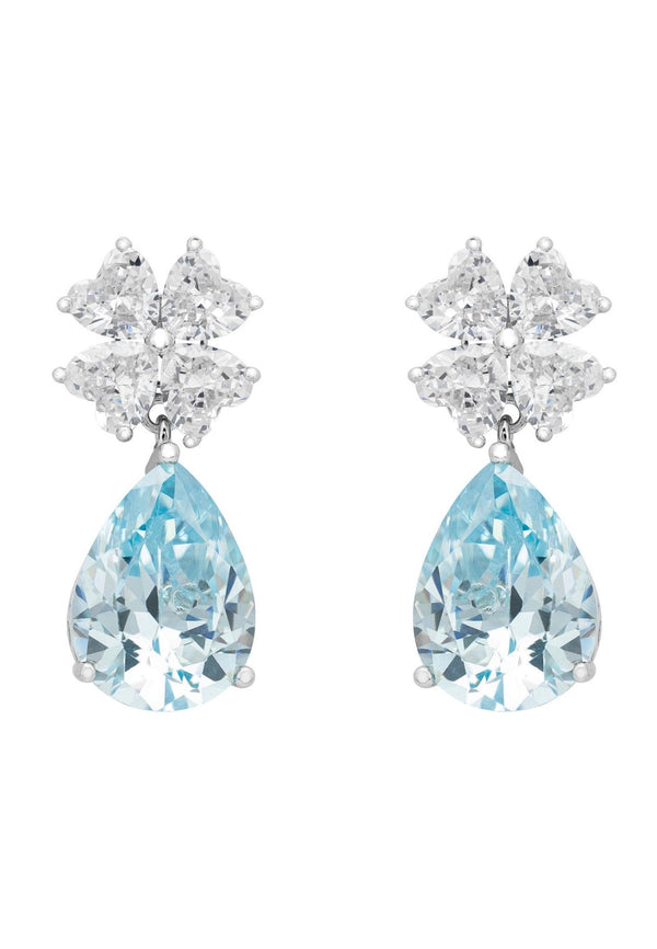 Victoria Teardrop Earrings Silver Blue Topaz