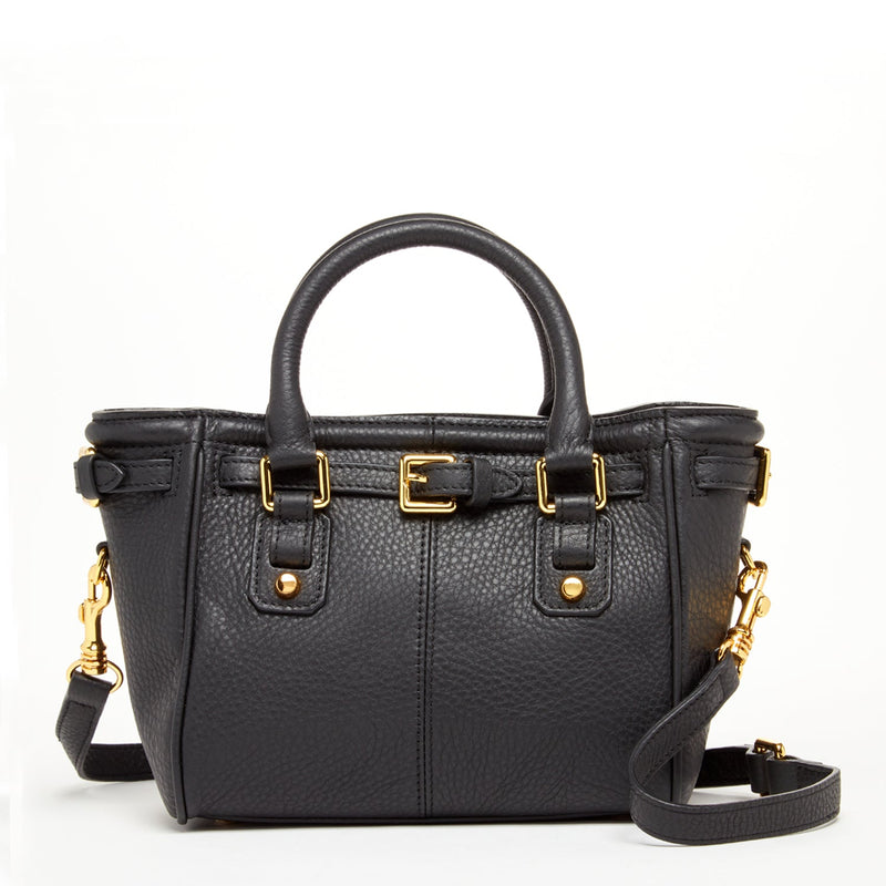 Emma Leather Satchel Bag Black
