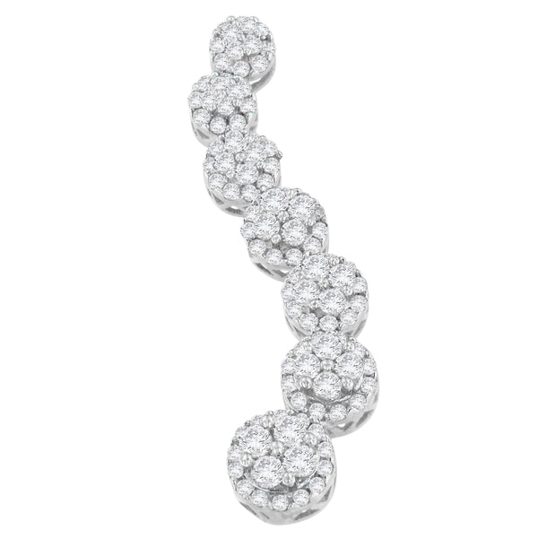 10K White Gold Round Cut Diamond Journey Circle Pendant Necklace (1.00 Cttw, H-I Color, I1-I2 Clarity)