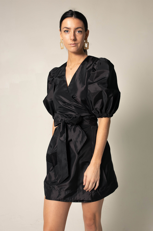Black Lusso Wrap Dress