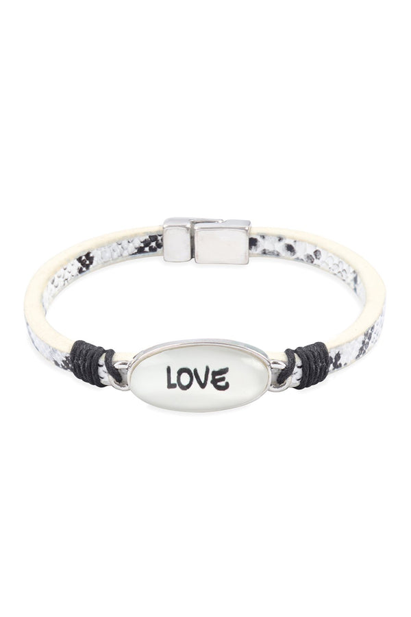 "Love" Animal Print Leather Magnet Bracelet