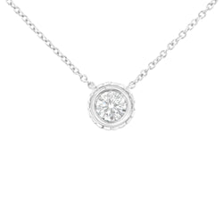 10K White Gold 1/4 Cttw Round-Cut Diamond Solitaire Chakra Style 18" Pendant Necklace (J-K Color, I1-I2 Clarity)