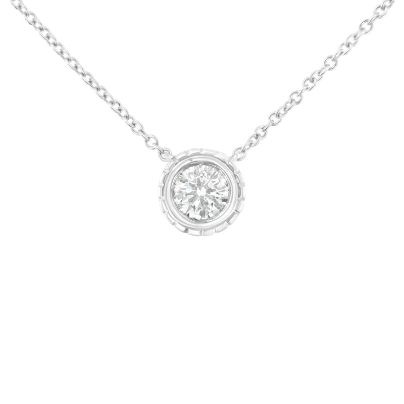 10K White Gold 1/4 Cttw Round-Cut Diamond Solitaire Chakra Style 18" Pendant Necklace (J-K Color, I1-I2 Clarity)