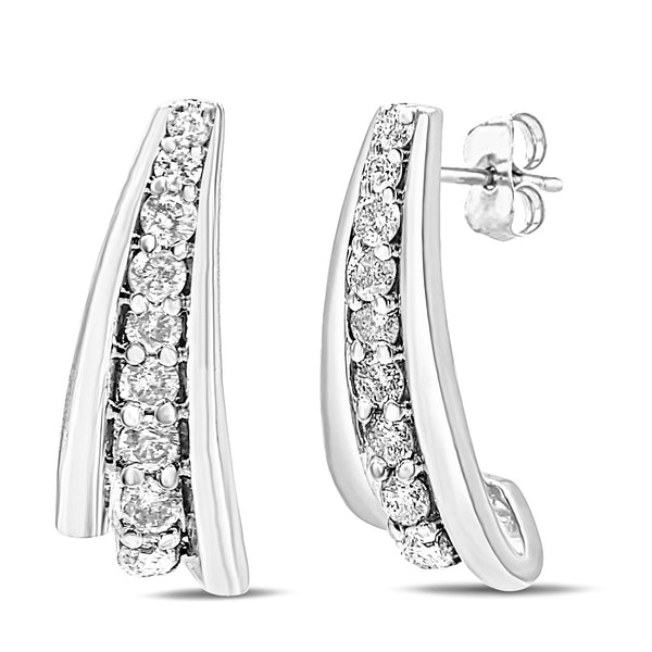 .925 Sterling Silver 0.50 Cttw Round Diamond Graduated Huggie Stud Earrings (I-J Color, I2-I3 Clarity)