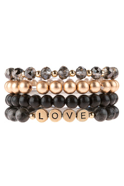 Hdb3027 - "Love" Charm Multiline Beaded Bracelet