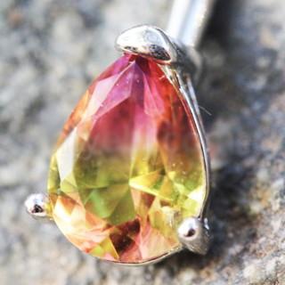 316L Stainless Steel Teardrop Synthetic Watermelon Tourmaline Navel Ring