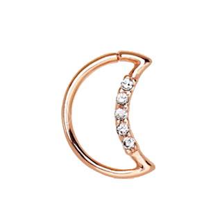 Annealed Rose Gold Jeweled Crescent Moon Cartilage Earring