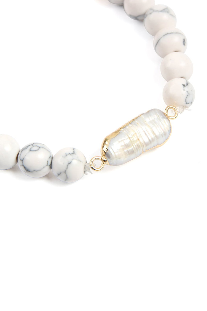 Glass and Natural Beads Pearl Charm Bracelets