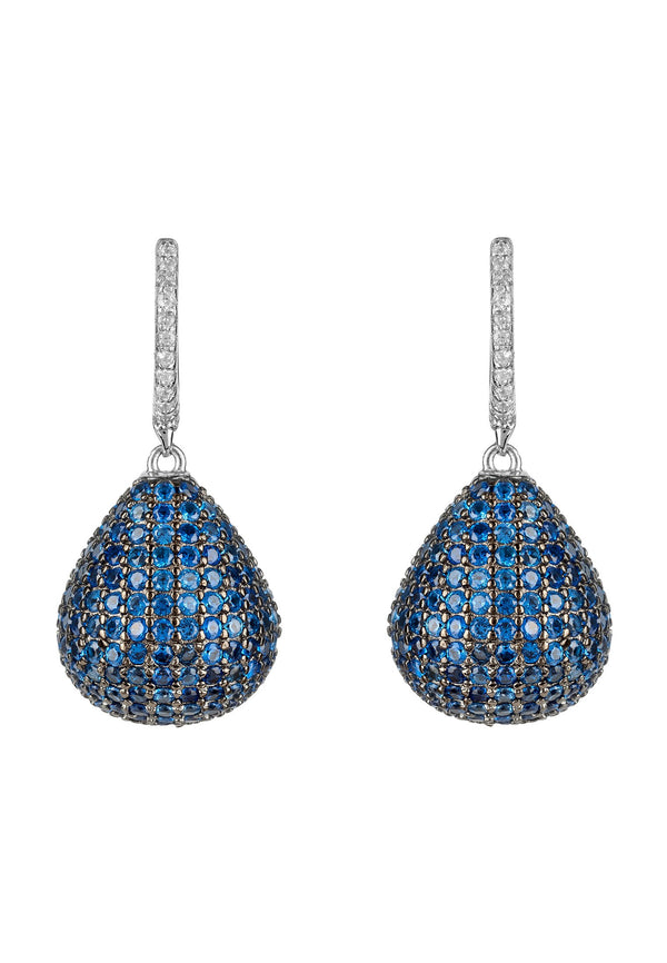 Valerie Pear Drop Gemstone Earrings Silver Sapphire Blue