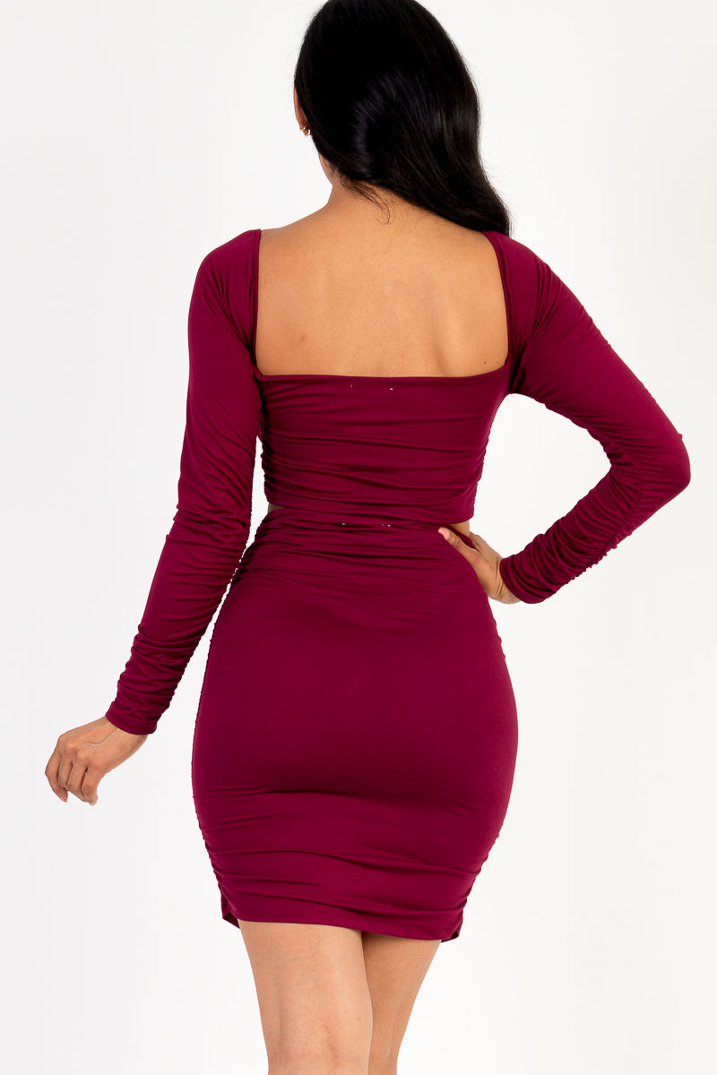 Sweetheart Neck Crop Top & Ruched Skirt Set (CAPELLA)