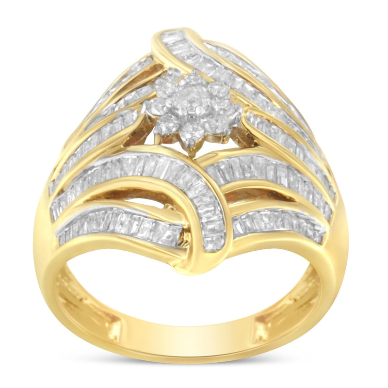 10K Yellow Gold Diamond Ring (1 Cttw, I-J Color, I2-I3 Clarity) - Size 8