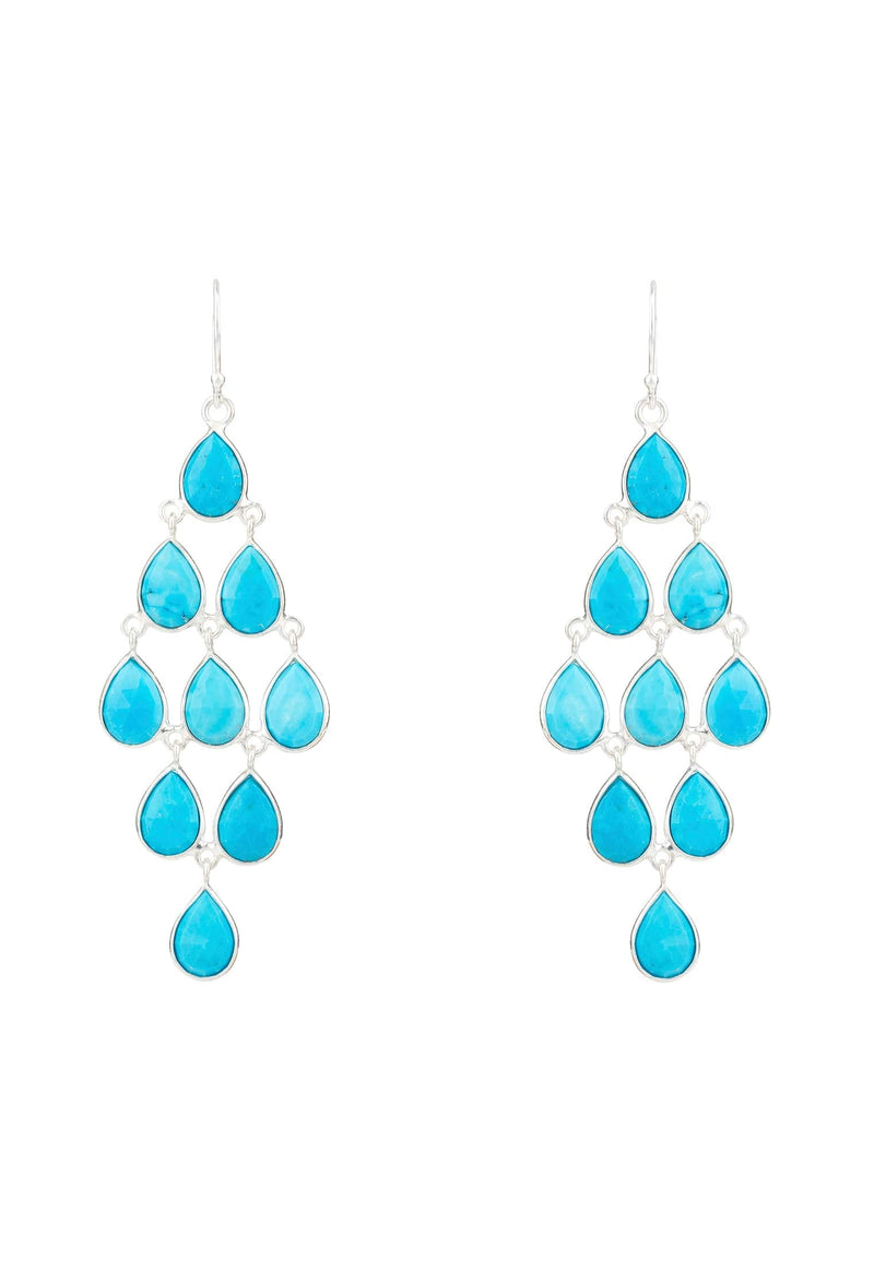 Erviola Gemstone Cascade Earrings Silver Turquoise