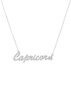 Zodiac Star Sign Name Necklace Silver Capricorn