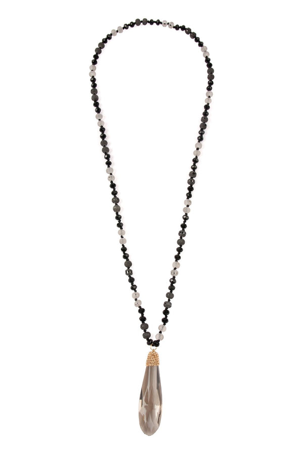 Hdn2241 - Teardrop Glass Rondelle Bead Necklace