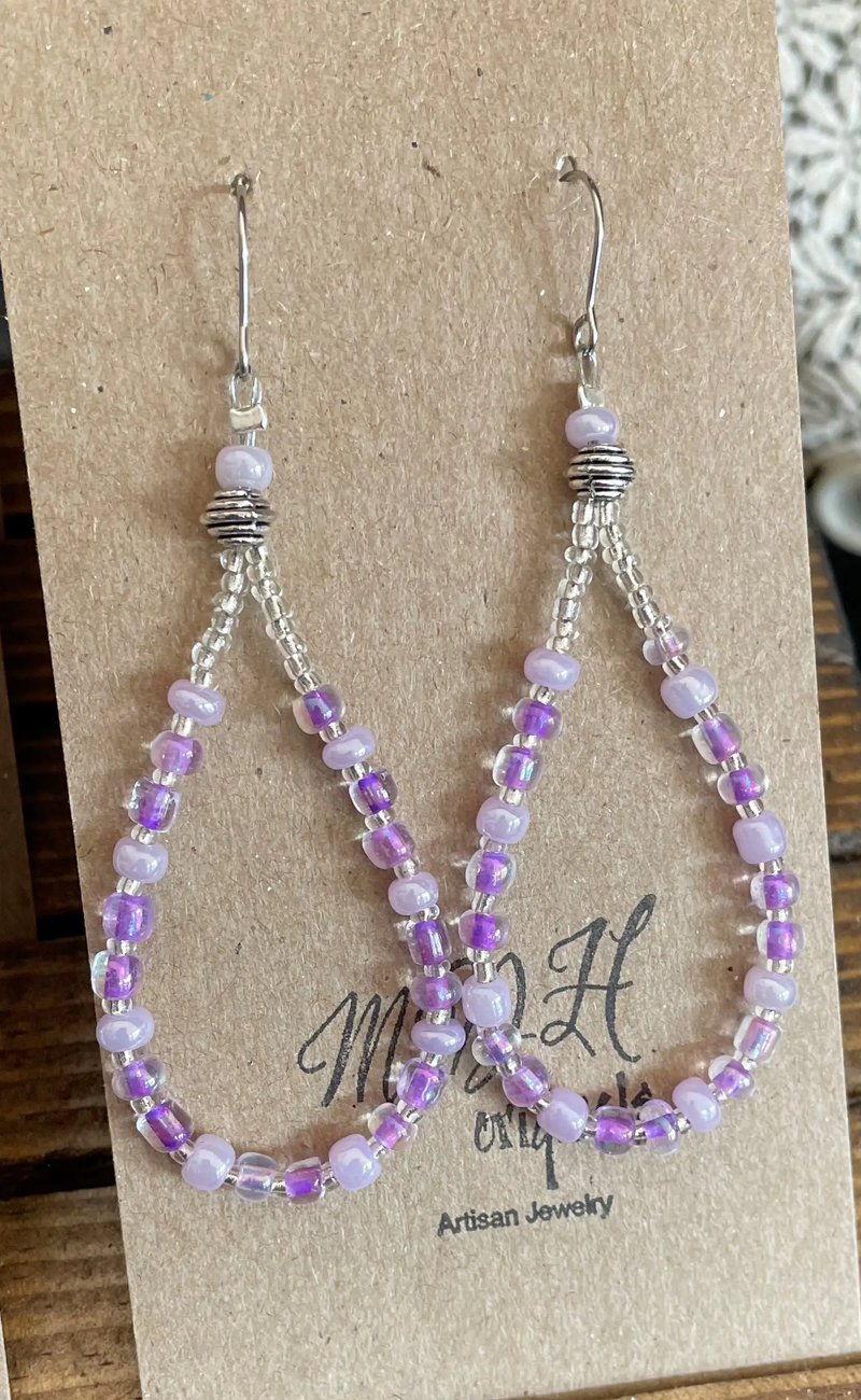 Pastel Sea Beads Teardrop Dangle Earrings