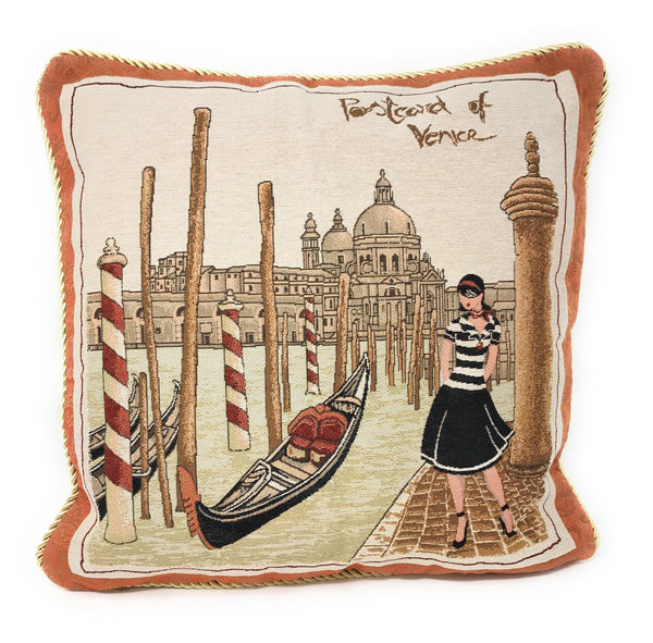 DaDa Bedding Set of Two Postcard of Venice Throw Pillow Covers W/ Inserts - 2-Pcs - 18"