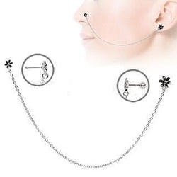 316L Stainless Steel Flower Chain Nose + Cartilage Earring
