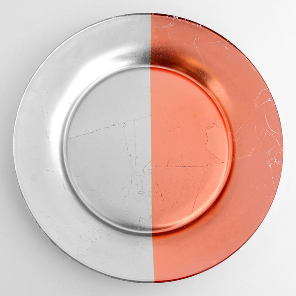 GILT MEZZO Set/4 Silver/Rose Dinner Plates