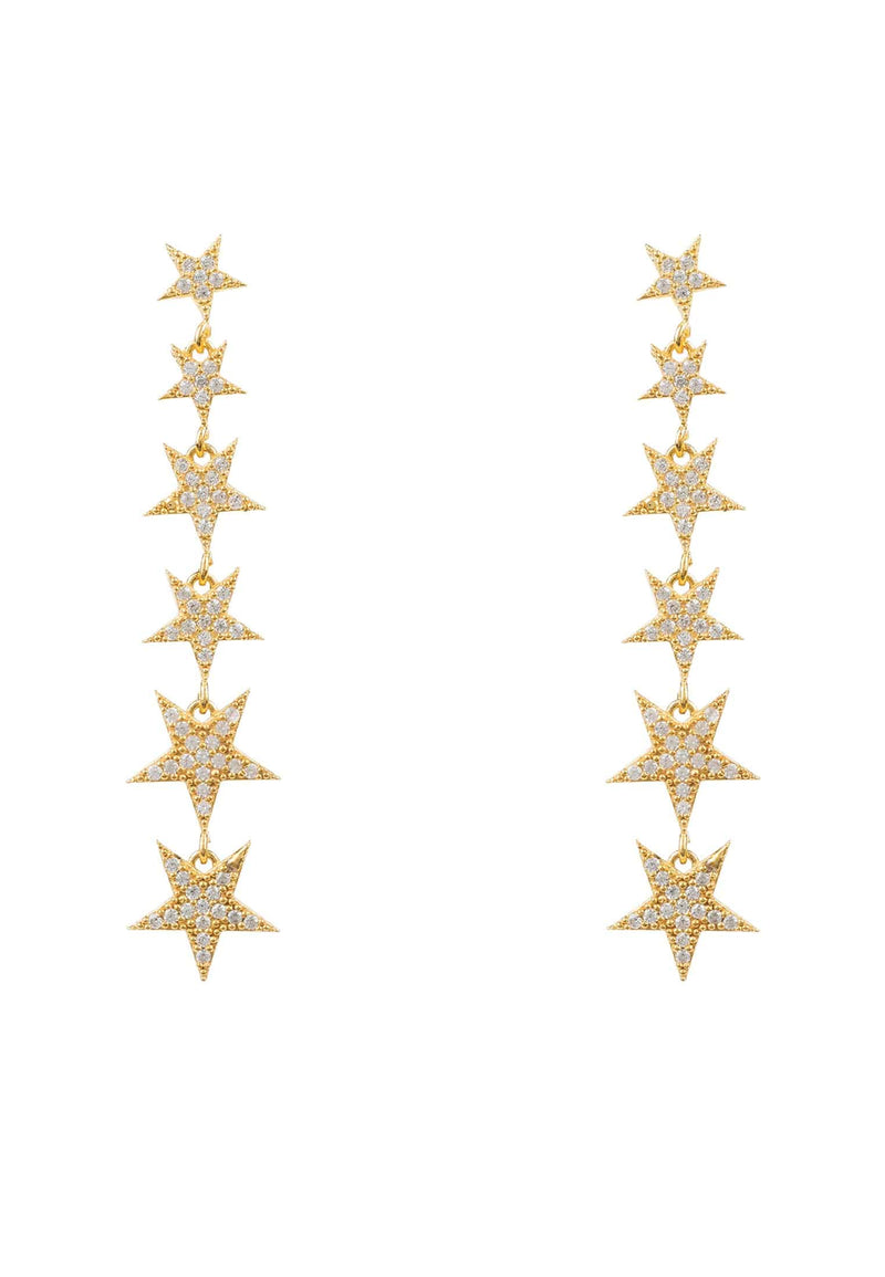 Graduated Star Drop Earrings Gold