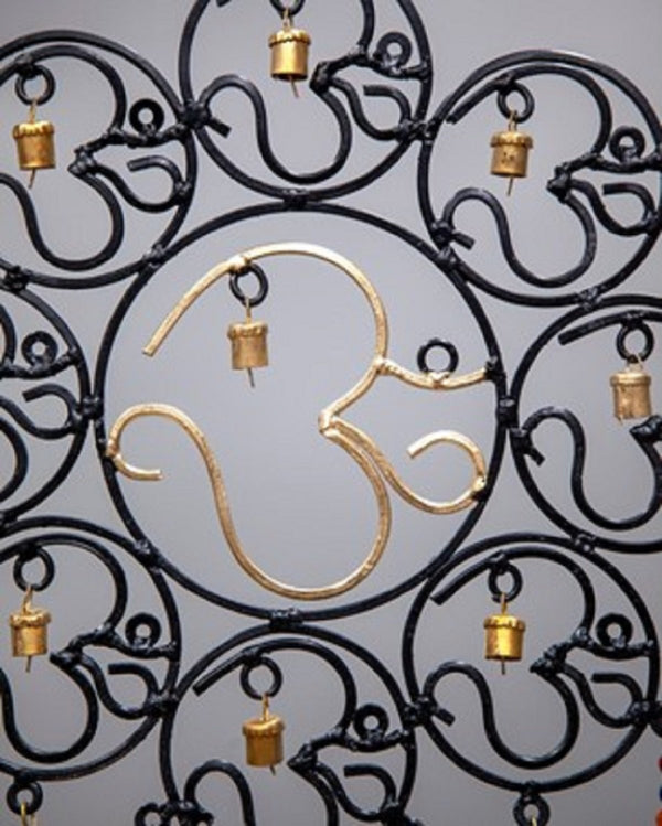 OM Brass Bells With Glass Beads Wall Hanging