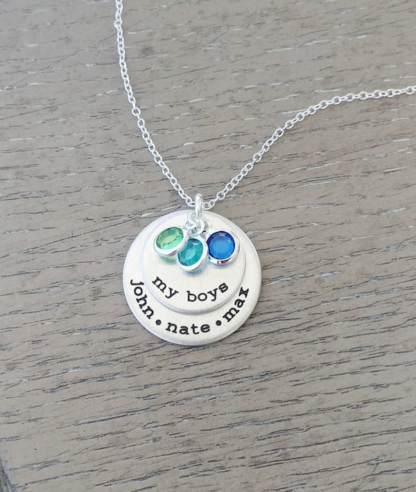 My Boys Necklace With Birthstones