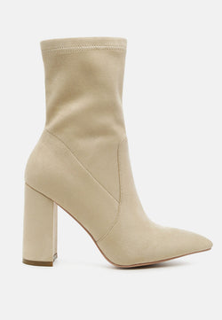 Zahara Faux Suede Block Heeled Boots
