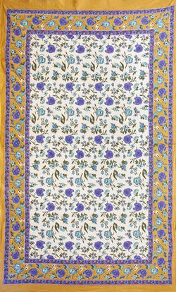 Floral Printed Wall Hanging Picnic Tapestry -Beige/Blue