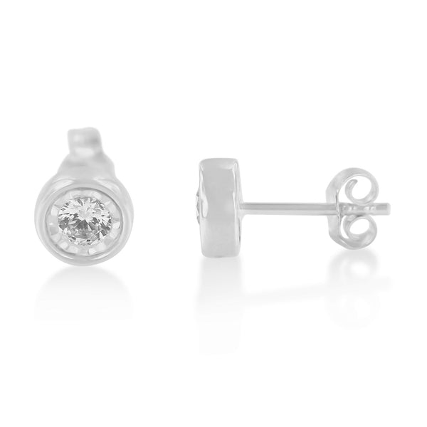 10K White Gold Diamond Floral Stud Earrings (3/8 Cttw, I-J Color, I2-I3 Clarity)