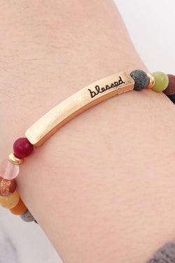 Hdb3224 - "Blessed" Charm Beads Braclet