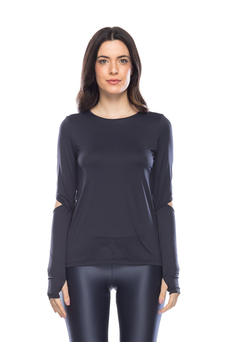 Cosmic Women Long Sleeve Workout Shirt Black