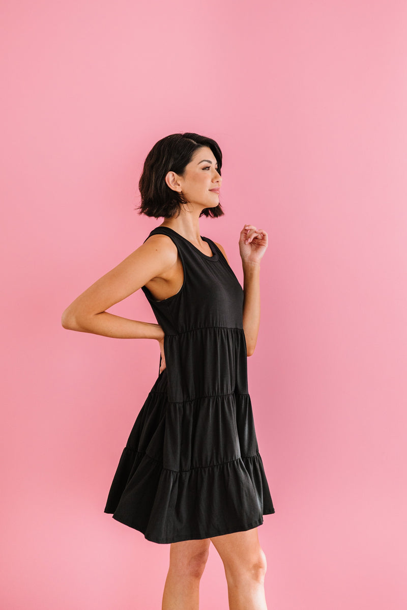 Simply Perfect Tiered Dress- Black