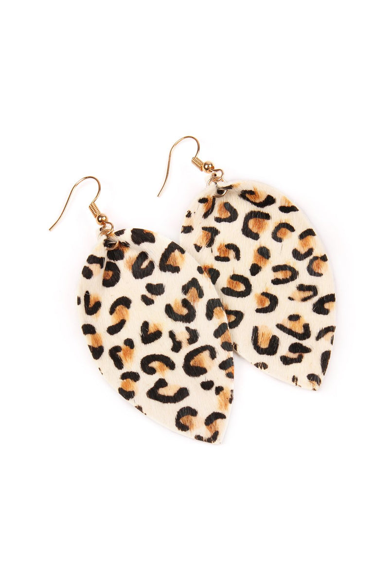 Hde2206 - Leopard Leather Drop Earrings