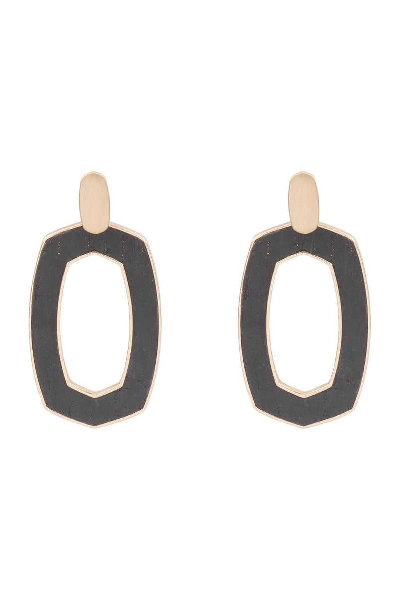 B3e2202bgd - Oval Shape Cast Cork Post Earrings