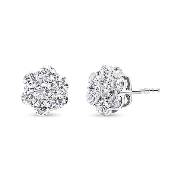 14KT White Gold 1 Cttw Diamond Composite Stud Earrings (I-J, SI2-I1)