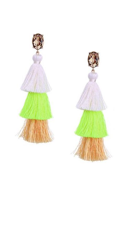 Crystal Layered Tassel Earrings | More Colors Available