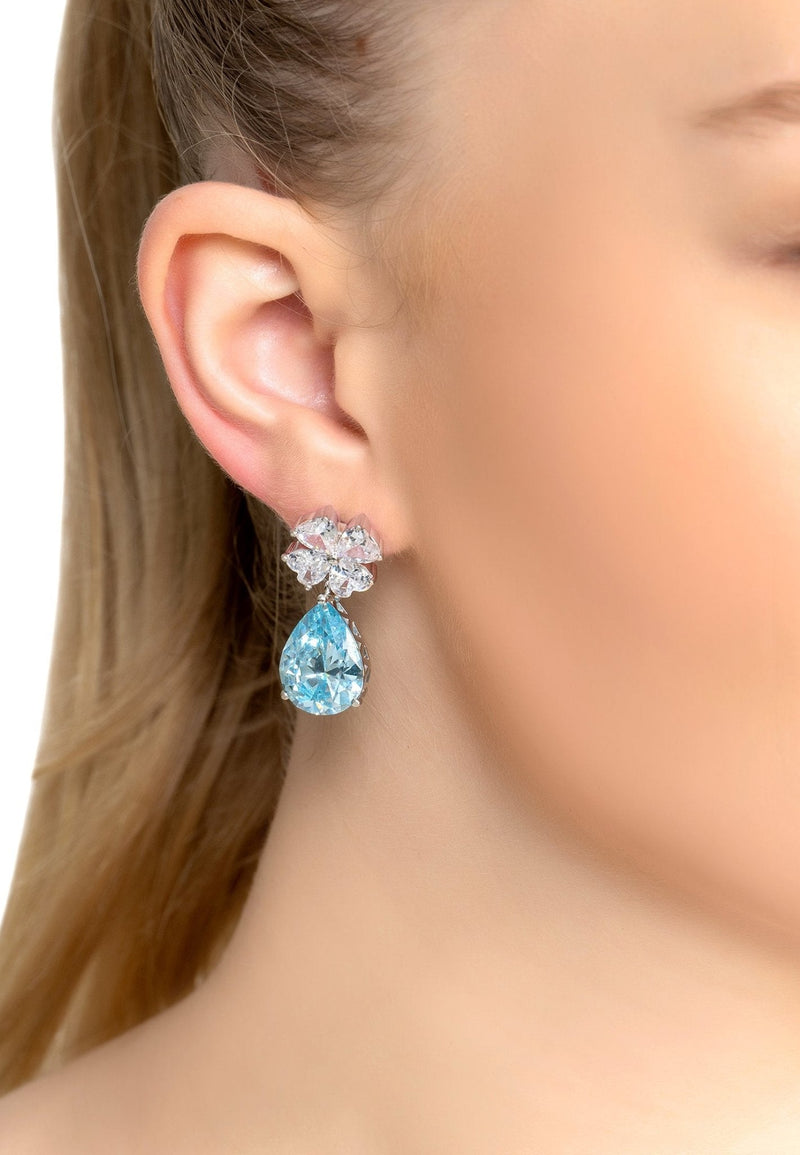 Victoria Teardrop Earrings Silver Blue Topaz