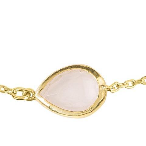 Pisa Mini Teardrop Bracelet Gold Rose Quartz