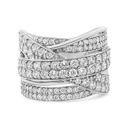 .925 Sterling Silver 2.00 Cttw Round-Cut Diamond Overlapping Bypass Band Ring (I-J Color, I2-I3 Clarity) - Ring Size 7