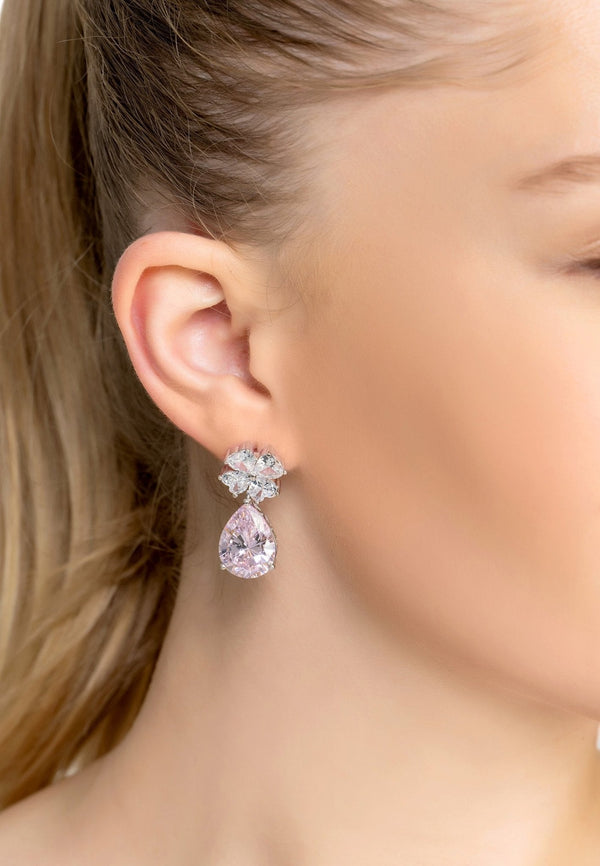 Victoria Teardrop Earrings Silver Morganite