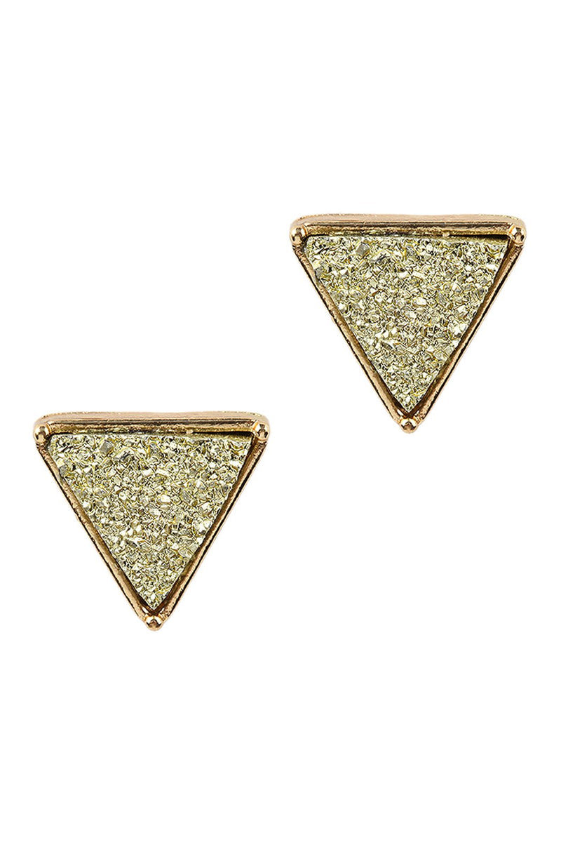 Druzy Triangle Post Earrings