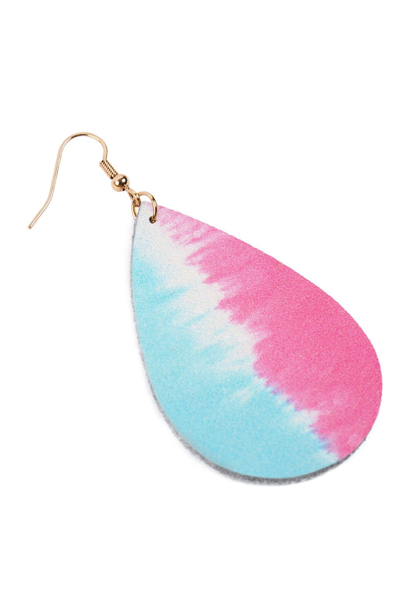 Hde2921 - Multicolor Abstract Design Leather Teardrop Hook Earrings