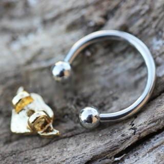 316L Stainless Steel Gold Plated Heart Snap-In Captive Bead Ring / Septum Ring