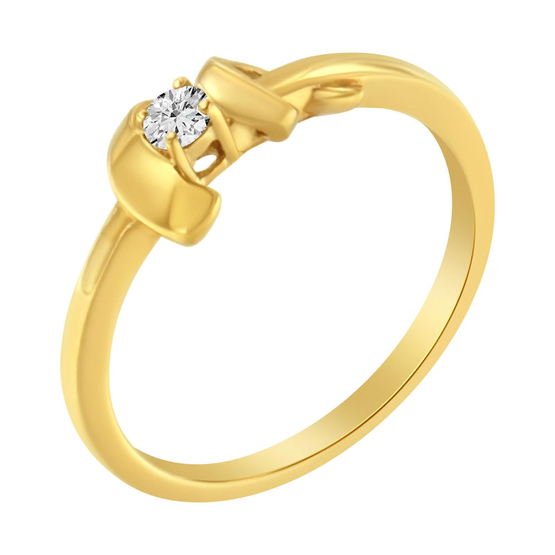 10kt Yellow Gold 1/10 Cttw Brilliant Round-Cut Diamond Swirling Solitaire Promise Ring (H-I Color, SI2-I1 Clarity) - Siz