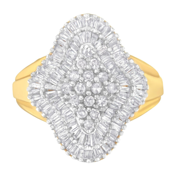10KT Yellow Gold 1 Cttw Diamond Cluster Ring (I-J, I1-I2) - Size 8