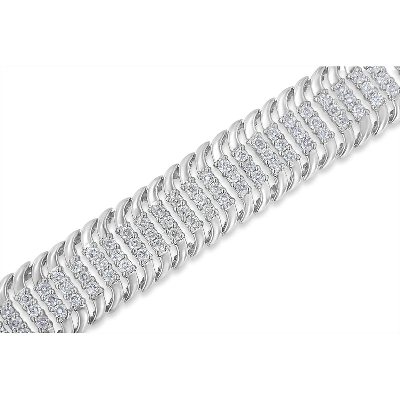 14K White Gold 5.0 Cttw Round Brilliant Cut Diamond 7" S Wave Serpentine Tennis Bracelet (H-I Color, I1-I2 Clarity)