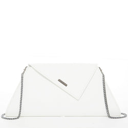 Angelica White Leather Clutch Bag