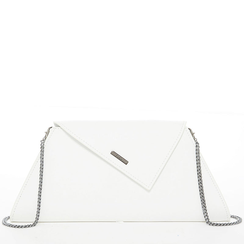 Angelica White Leather Clutch Bag