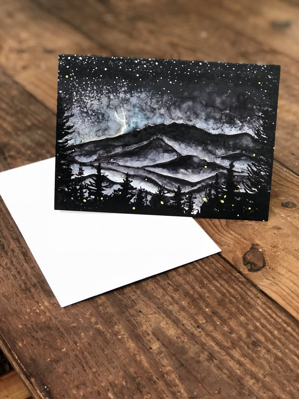 Smoky Mountains Storm at Night : Greeting Card